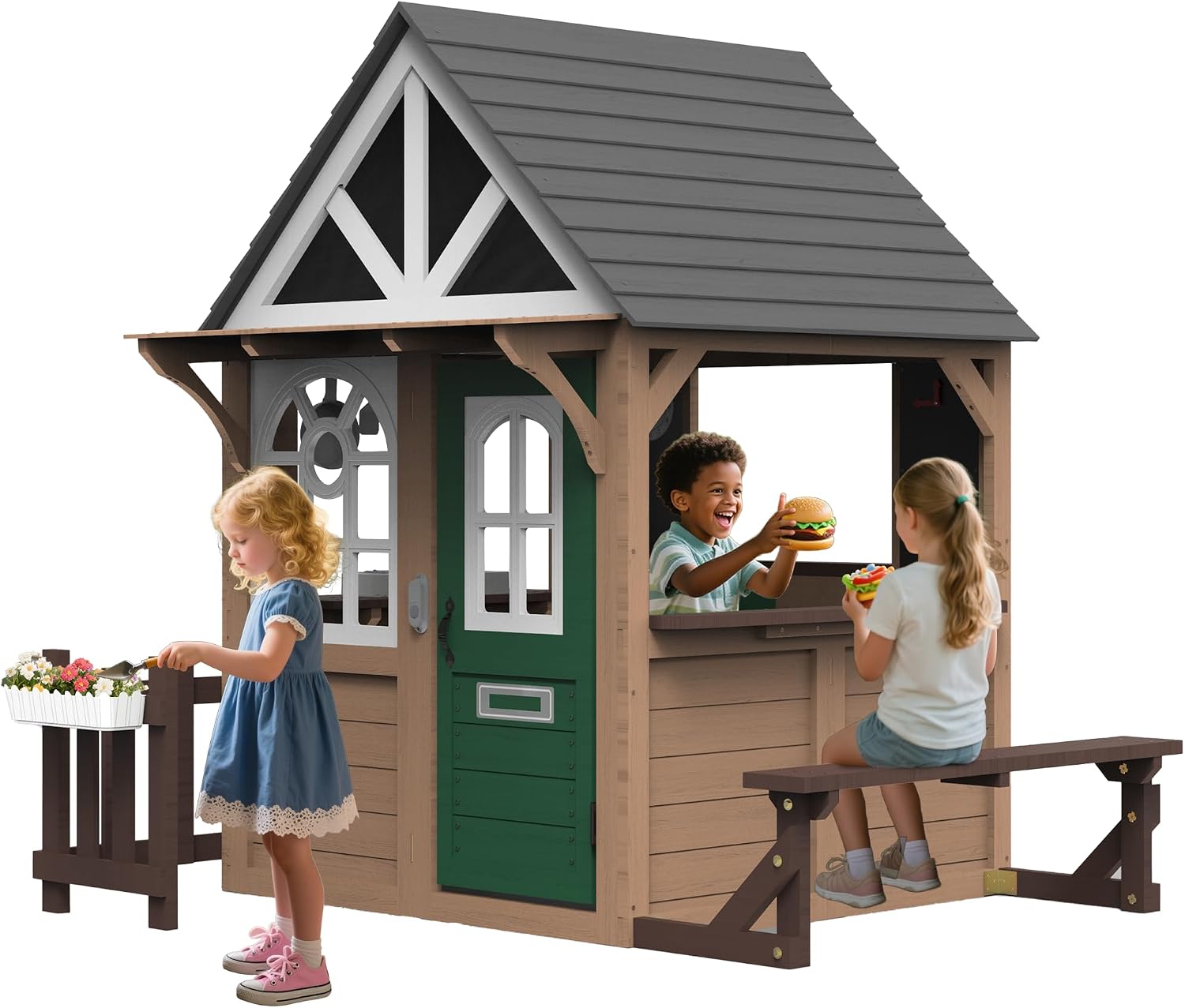 Kids Outdoor Wooden Playhouse - Casa de Juegos para Niños Seizeen,