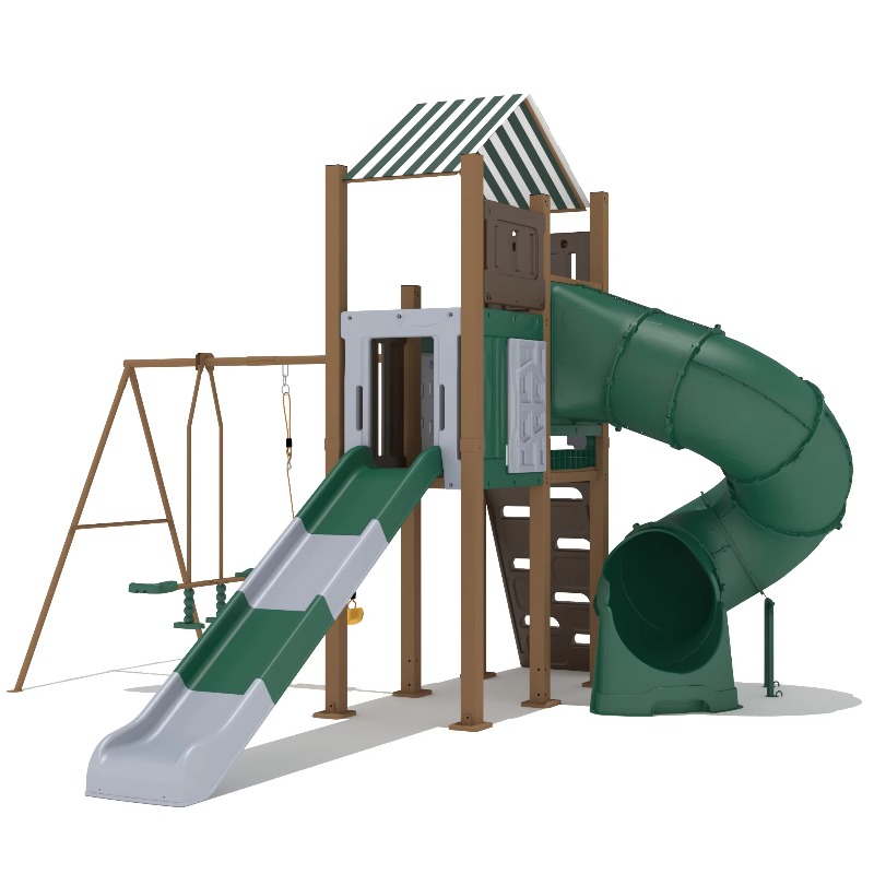 Kids Outdoor Wooden Playhouse - Tobogán Infantil Ecológico de Plástico, Casa