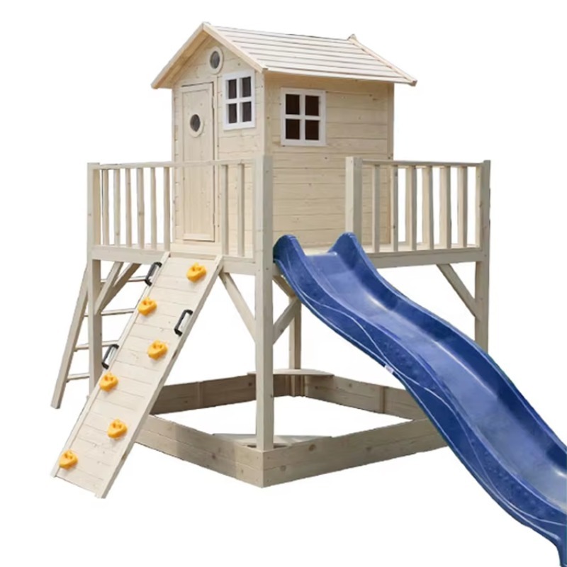 Kids Outdoor Wooden Playhouse - Casa de Juegos de Madera para
