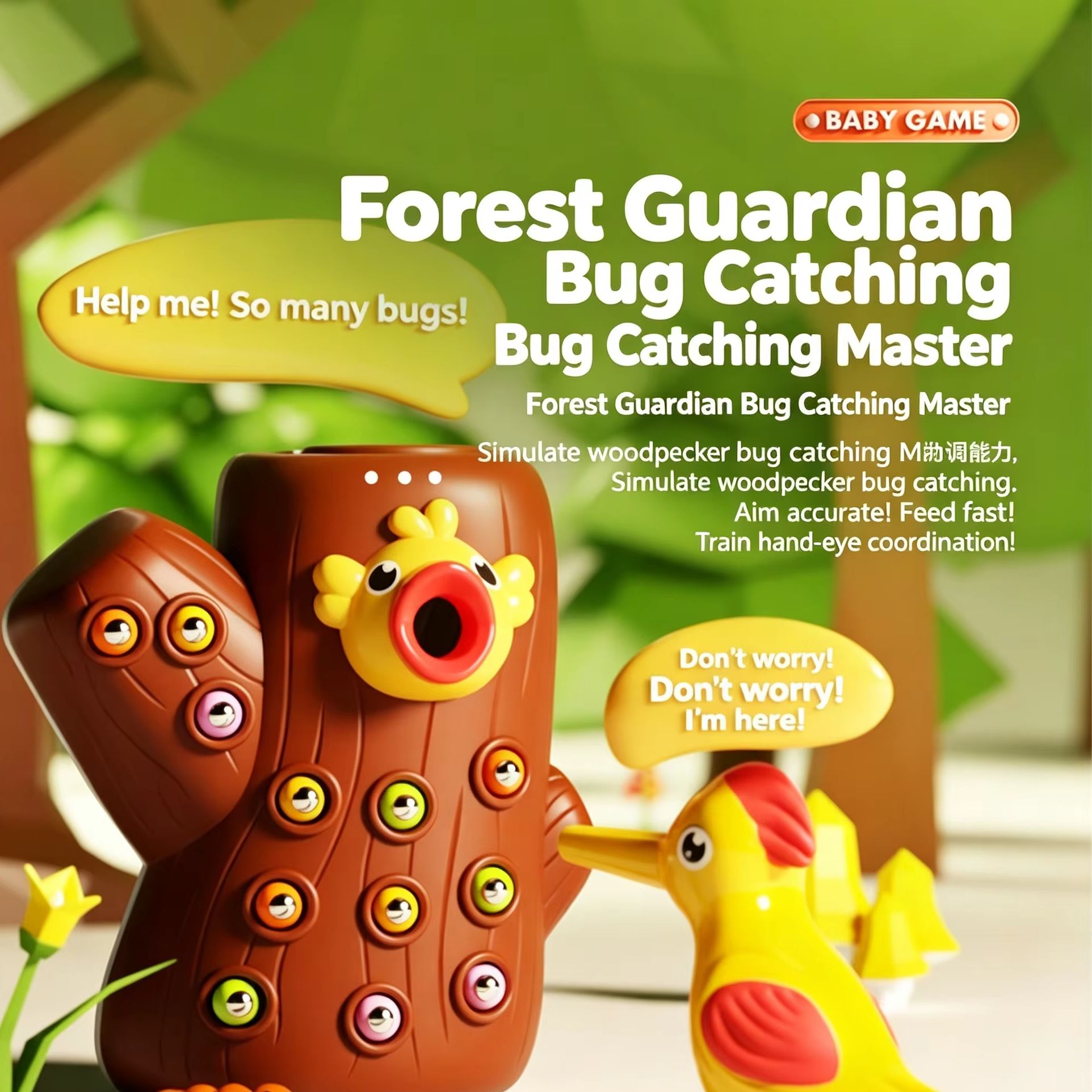 Bug Catching Kit - Juguetes Woodpecker: Pesca, Captura de Insectos,