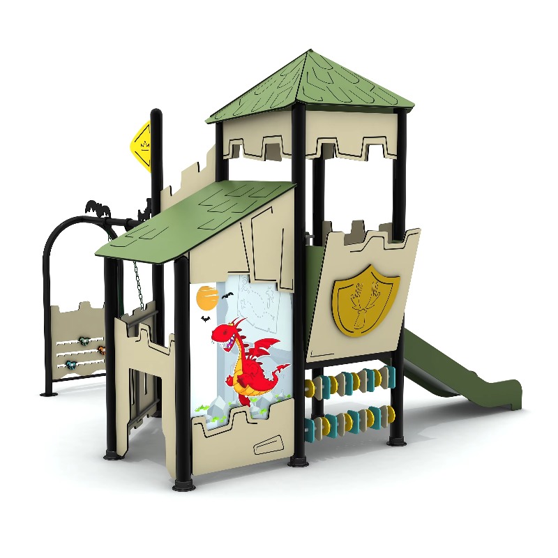 Kids Outdoor Wooden Playhouse - Conjunto de juegos de madera para