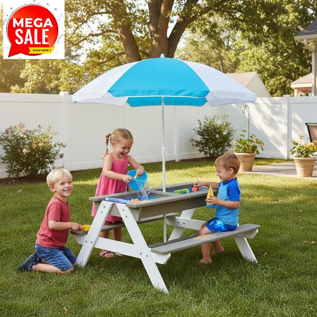 Kids Outdoor Bench Table - Mesa de Picnic para Niños, Mesa