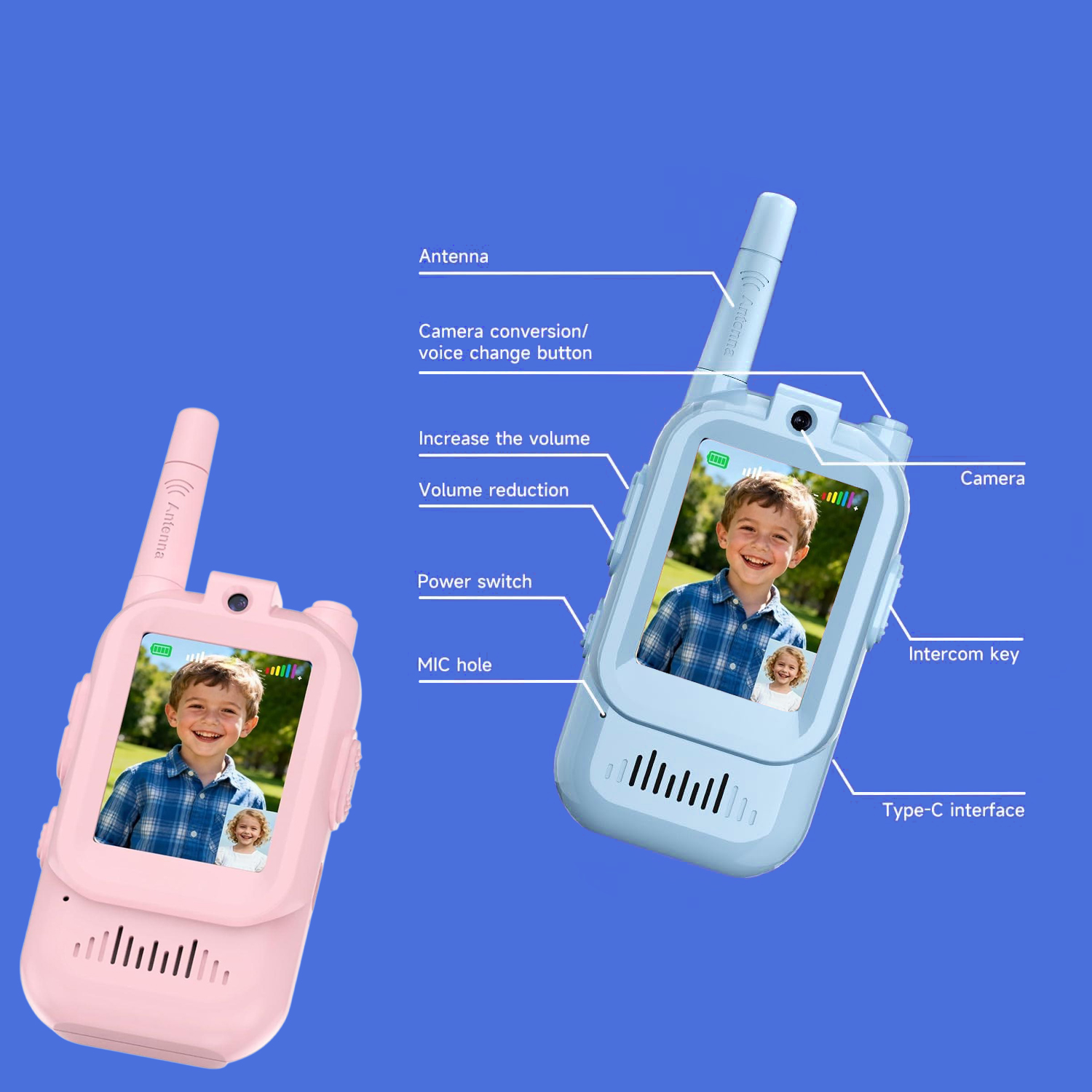 Kids Outdoor Voices - Walkie-Talkie con Video para Niños, Paquete