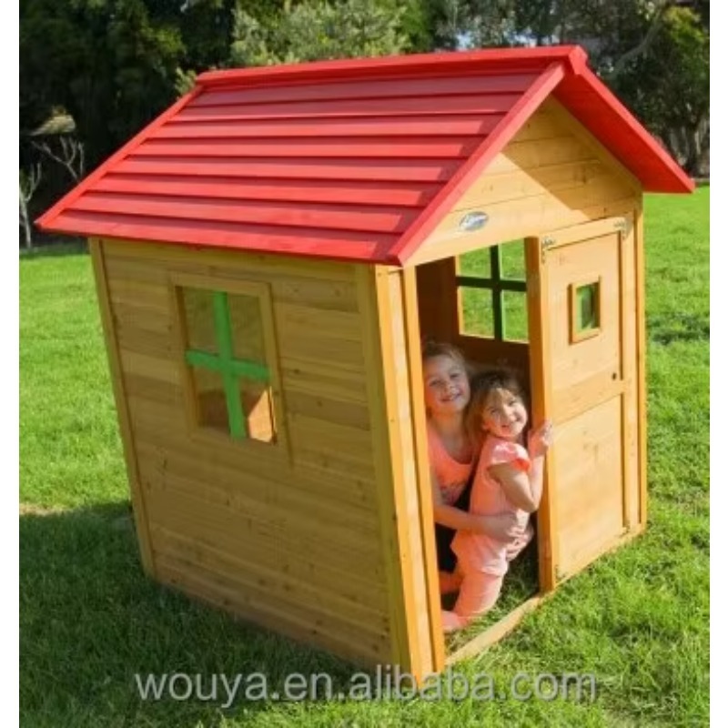 Kids Outdoor Wooden Playhouse - Casa de Juegos de Madera Prefabricada