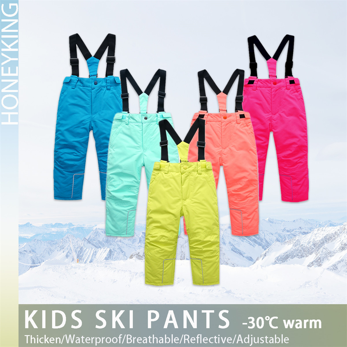 Kids Outdoor Jumpsuit - HONEYKING-pantalones de esquí impermeables para niños,