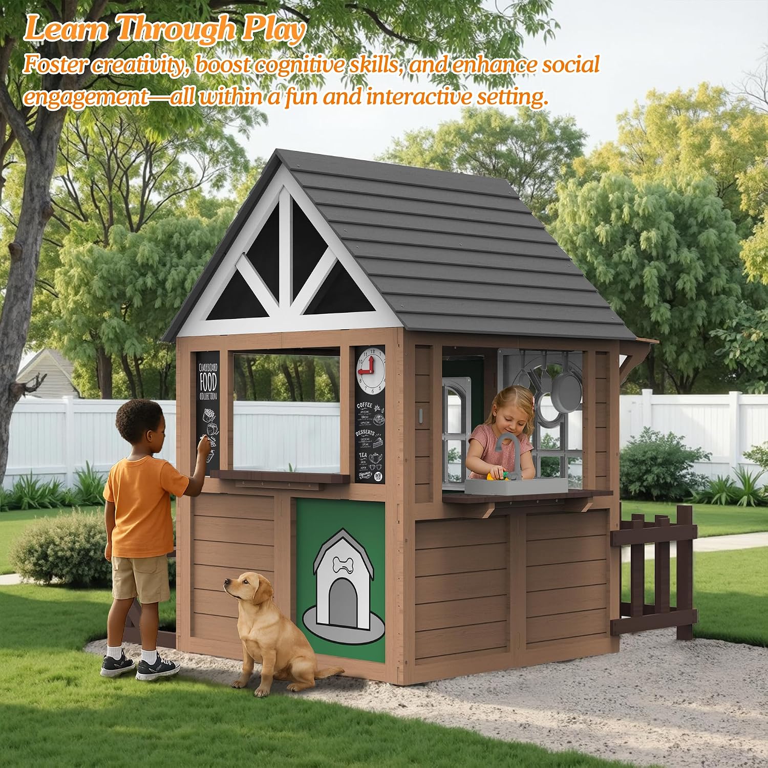 Casa de Juegos para Niños Seiz - Kids Outdoor Wooden Playhouse reseña y precio