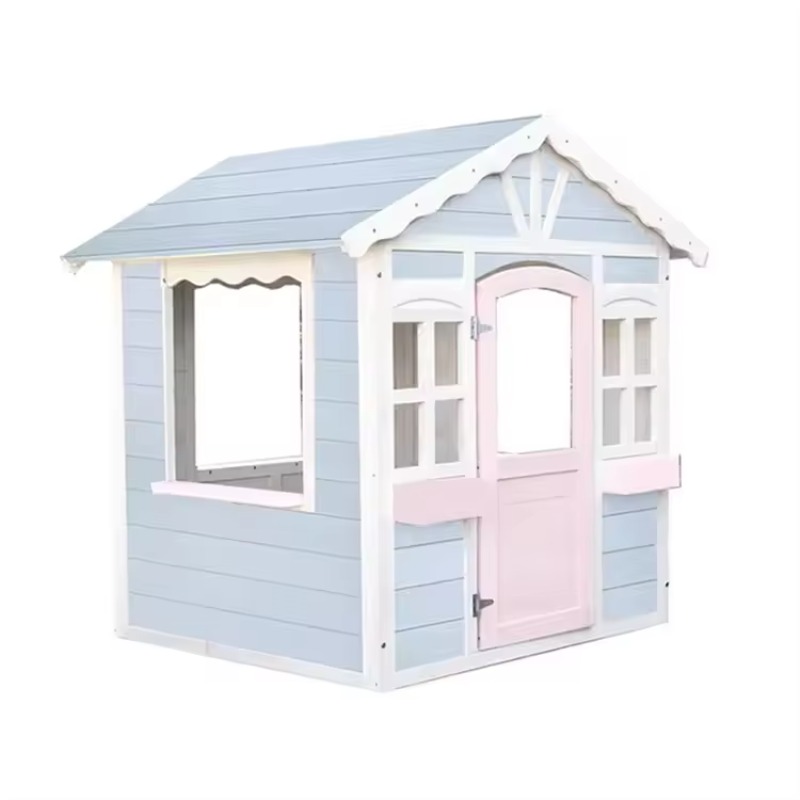 Casa de juegos de madera para  - Kids Outdoor Wooden Playhouse reseña y precio