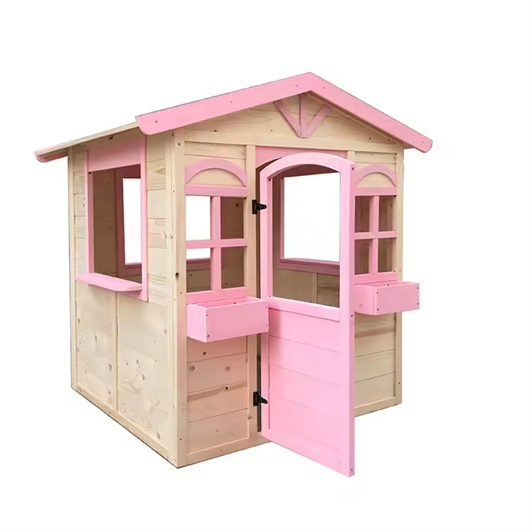 Casa de juegos de madera para  - Kids Outdoor Wooden Playhouse reseña y precio