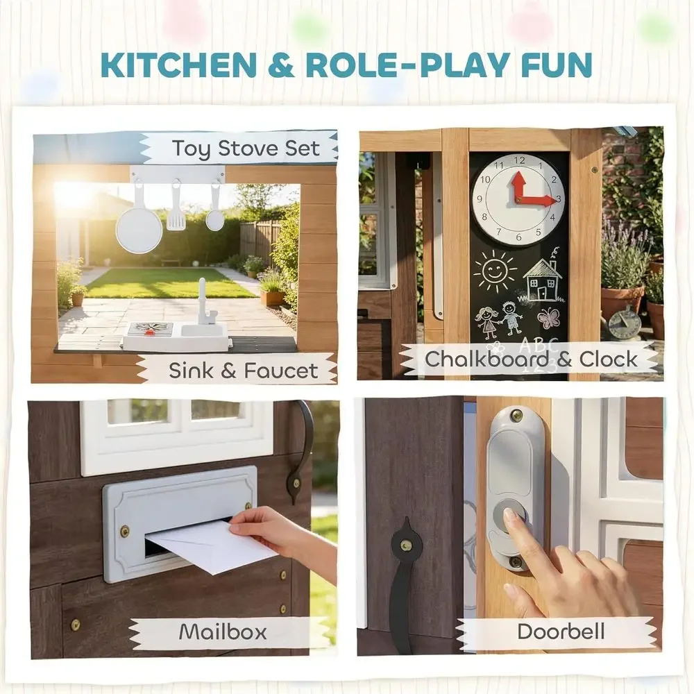 Casita de juegos Qaba para ext - Kids Outdoor Wooden Playhouse reseña y precio