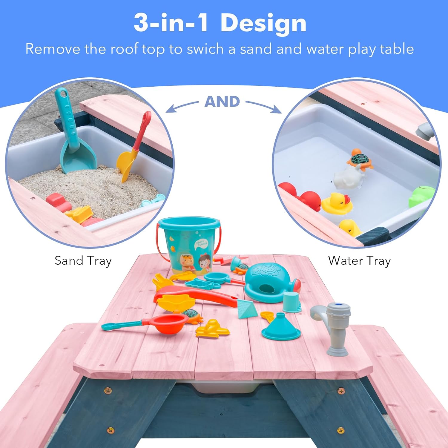 Mesa de arena y agua 3 en 1 pa - Kids Outdoor Bench Table reseña y precio