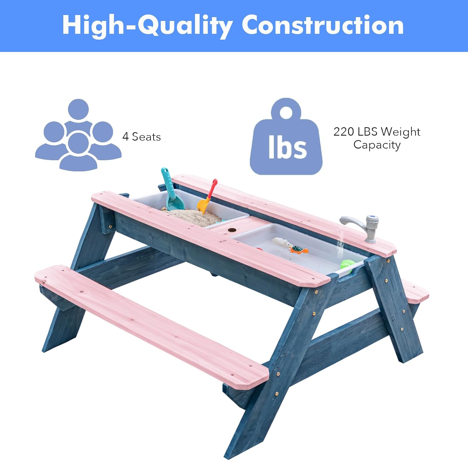 Mesa de arena y agua 3 en 1 pa - Kids Outdoor Bench Table reseña y precio