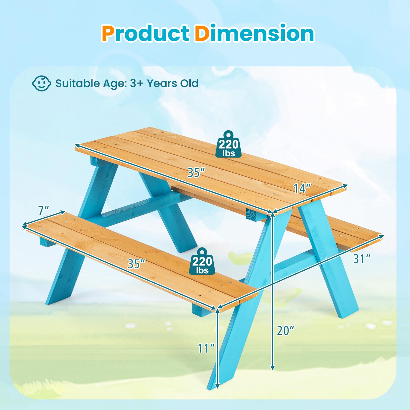 Juego de mesa y sillas de made - Kids Outdoor Bench Table reseña y precio