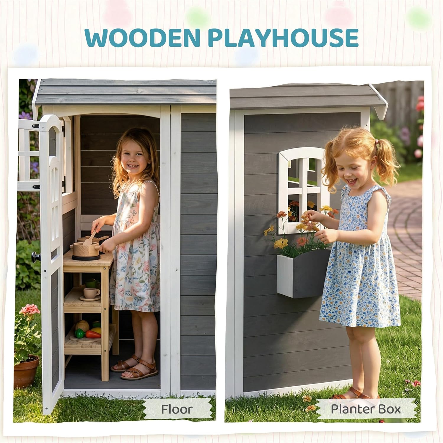 # Casita de Juegos de Madera p - Kids Outdoor Wooden Playhouse reseña y precio