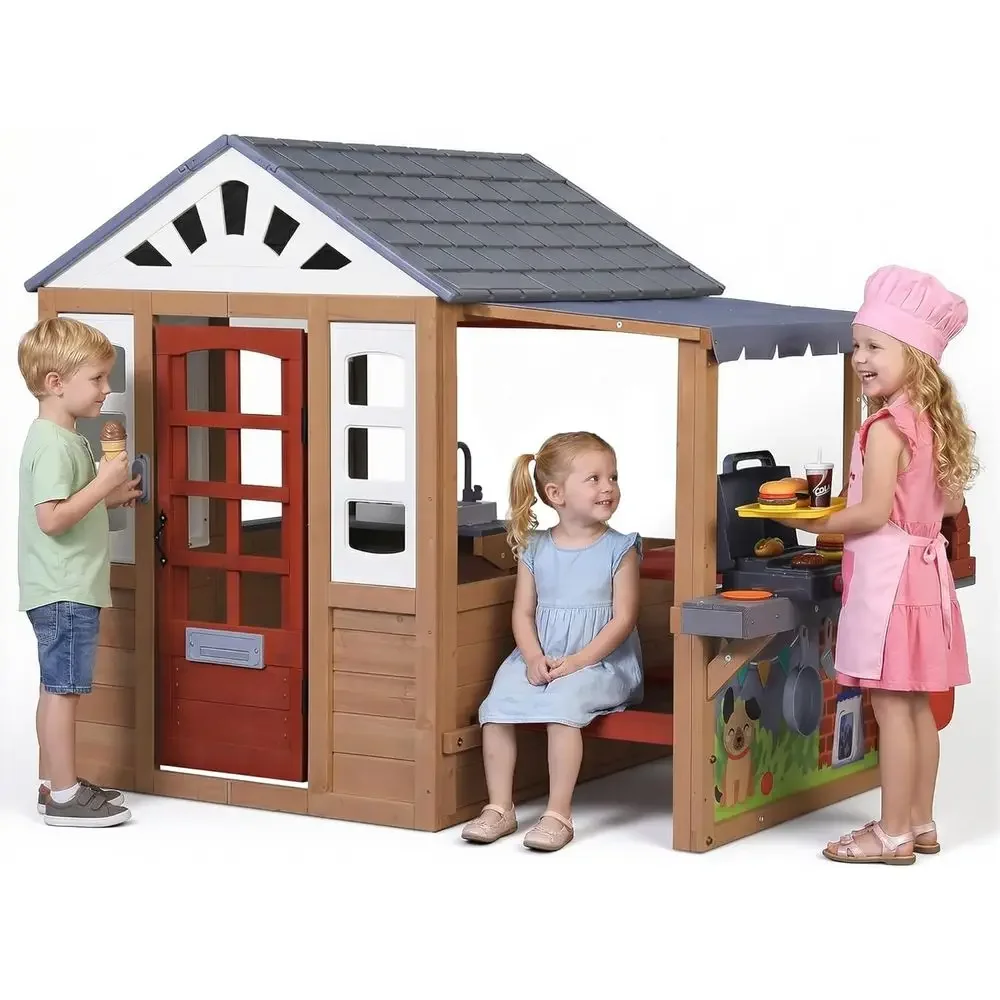 Casa de juegos de madera para  - Kids Outdoor Play Table reseña y precio