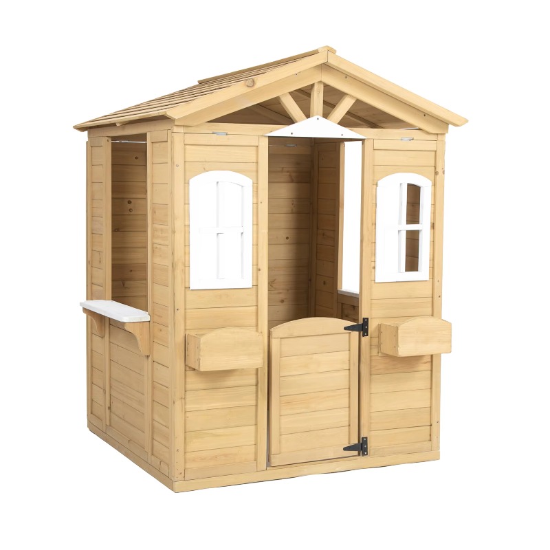 Casita de Juegos Moderna y Clá - Kids Outdoor Wooden Playhouse reseña y precio