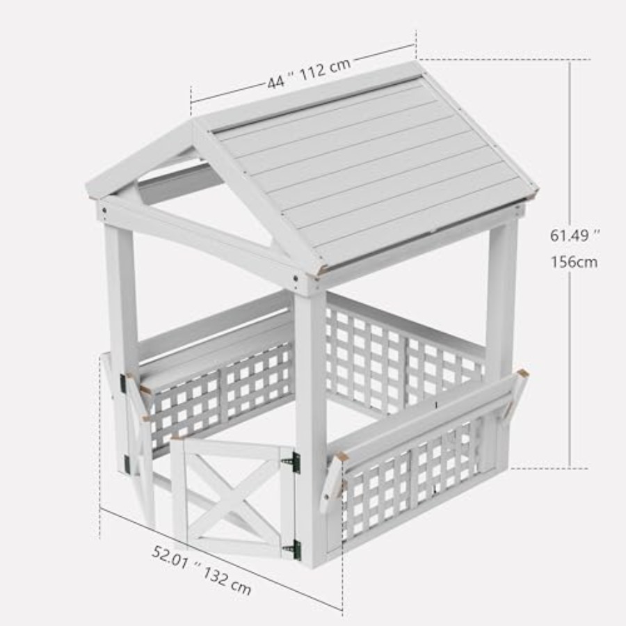 Casa de juegos de madera para  - Kids Outdoor Wooden Playhouse reseña y precio