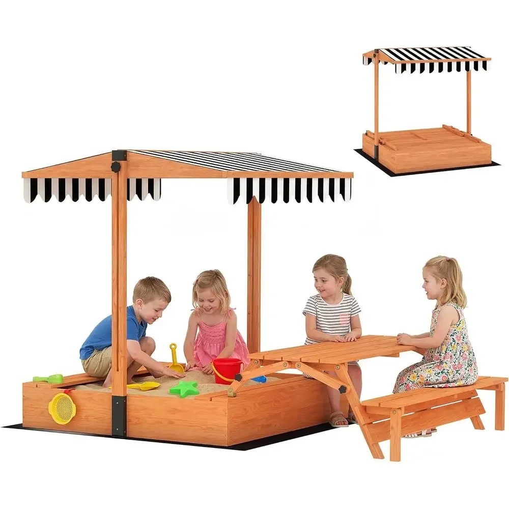 Caja de arena para niños Qaba  - Kids Outdoor Bench Table reseña y precio