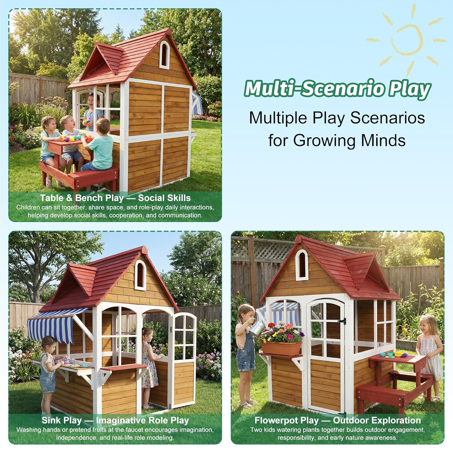 # Casita de Juegos de Madera p - Kids Outdoor Bench Table reseña y precio