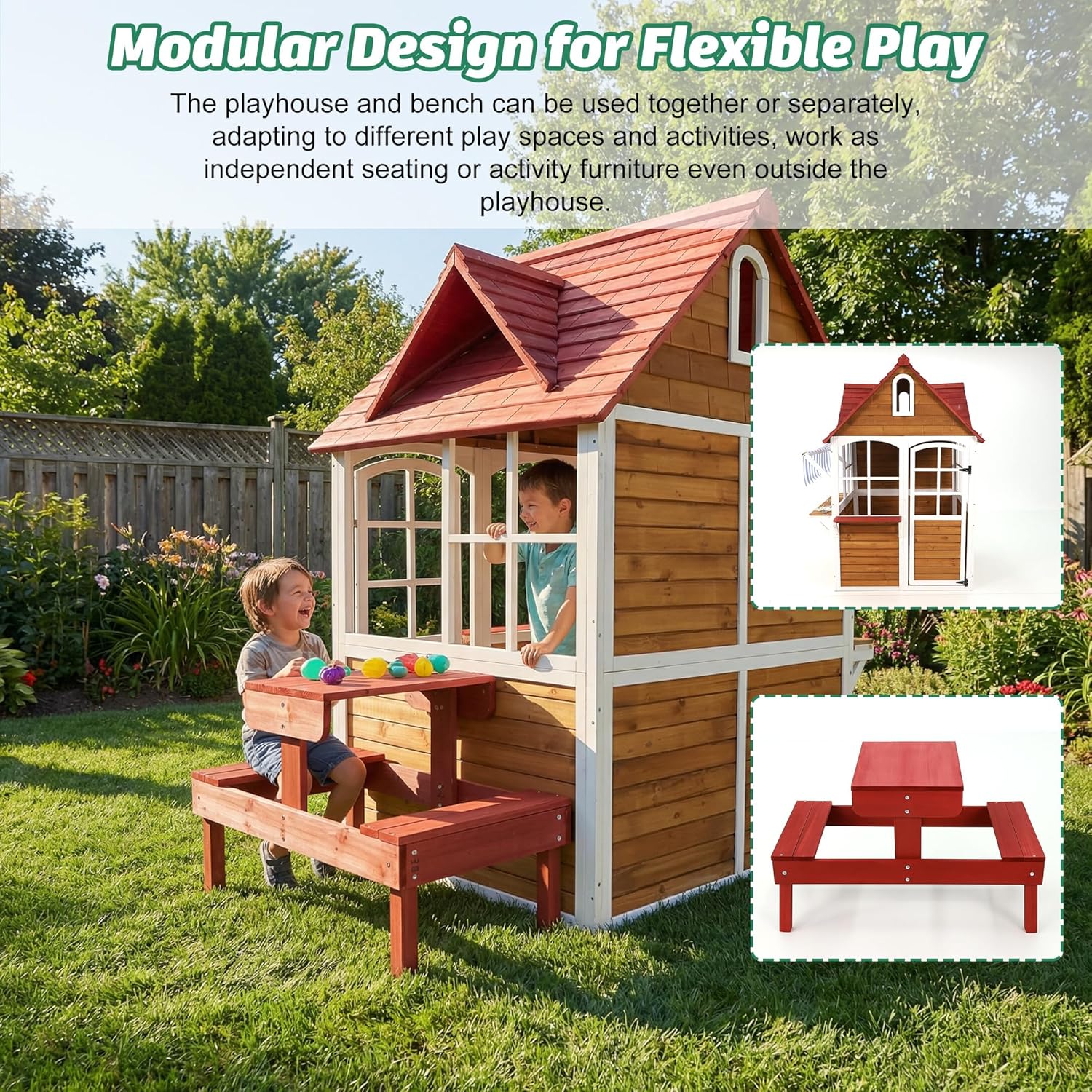 # Casita de Juegos de Madera p - Kids Outdoor Bench Table reseña y precio