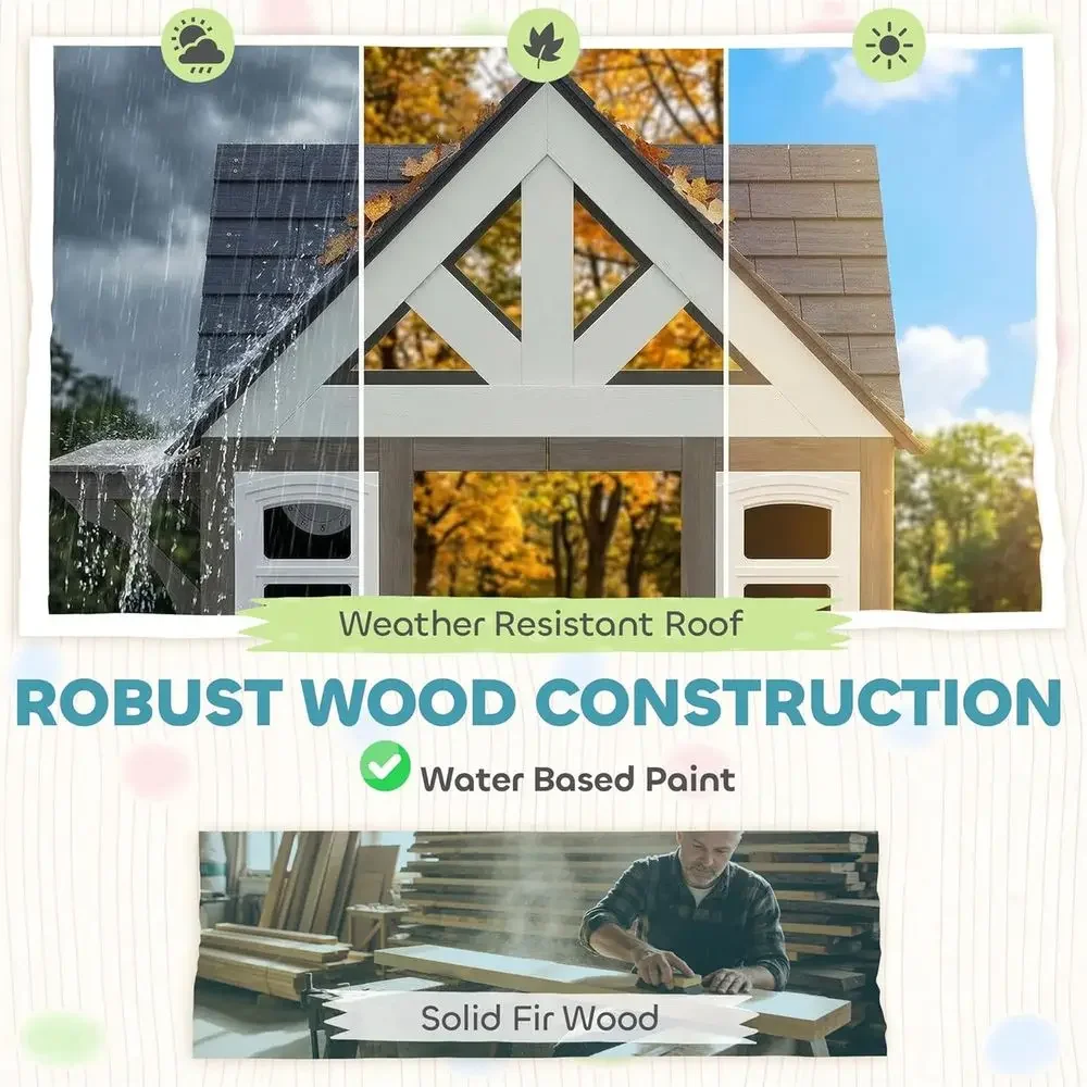 Casita de juegos Qaba para ext - Kids Outdoor Wooden Playhouse reseña y precio