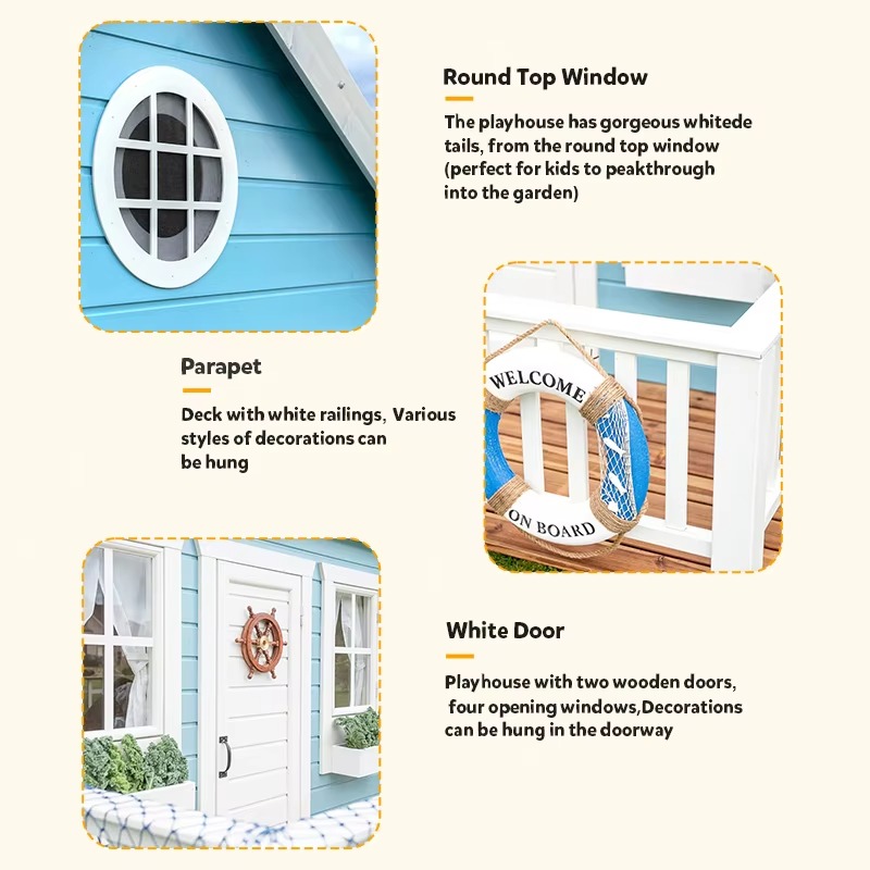 Casa de Juegos de Madera para  - Kids Outdoor Wooden Playhouse reseña y precio